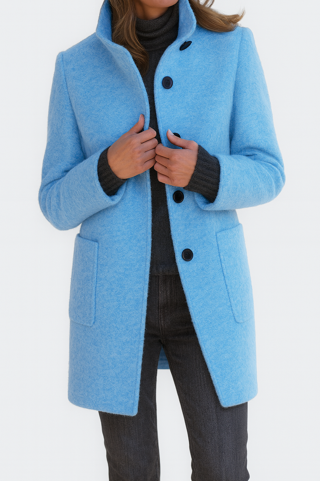 Lisa Toronto™ | Wool-Blend High Collar Coat